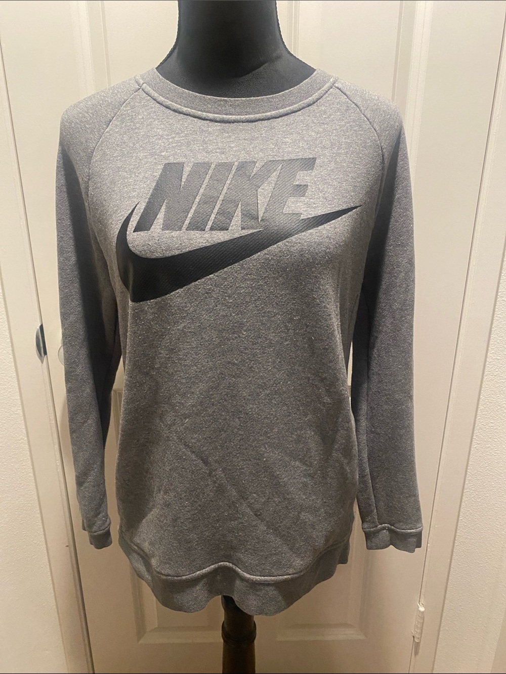 Nike Gray Crewneck Sweatshirt with Black Swoosh Logo